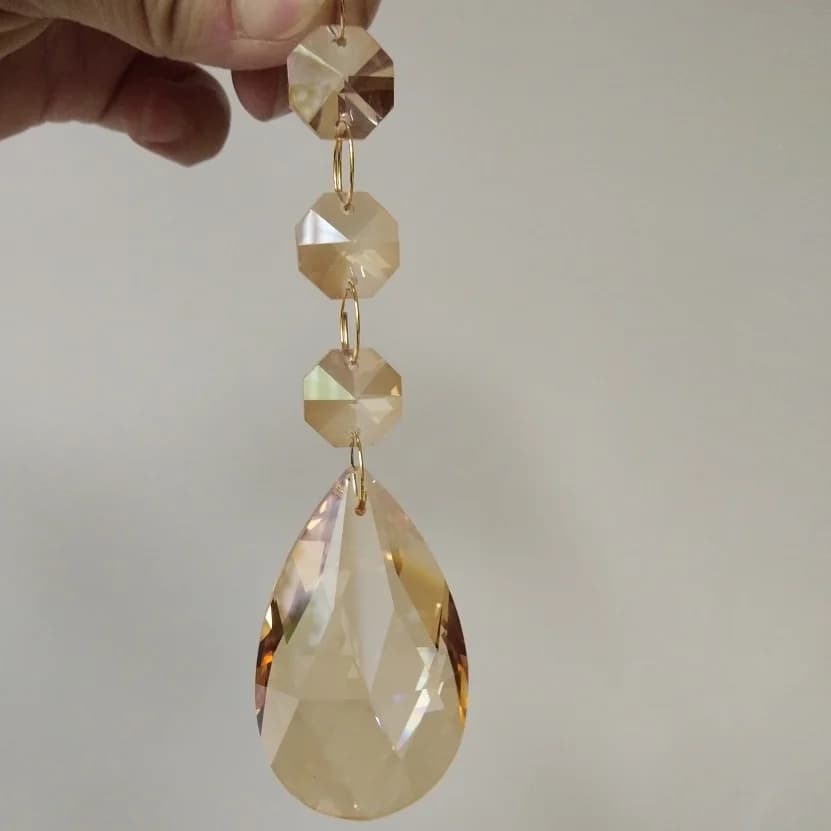 Camal 5 PZ 63mm Champagne Pendenti a Forma di Rete Anelli D'oro Lampada di Cristallo Lampadario Prismi Parti Appese Decorazioni Per La Casa Parti di Illuminazione