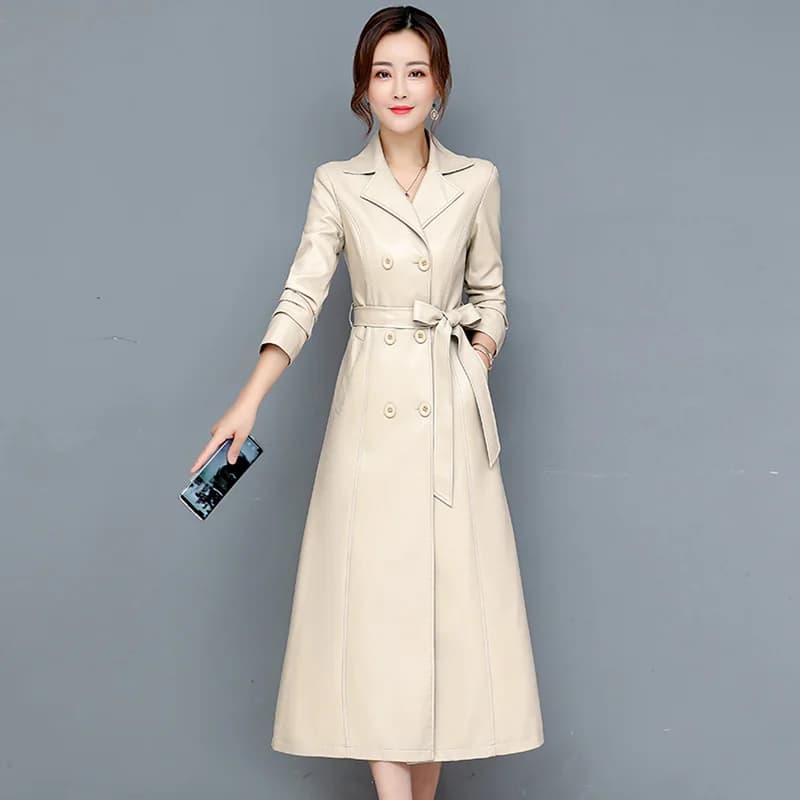 M-7XL Nuovo Donne Cappotto in Montone Primavera Autunno 2026 Moda Doppio Petto Giacca Lunga Soprabito in Pelle di pecora Capispa