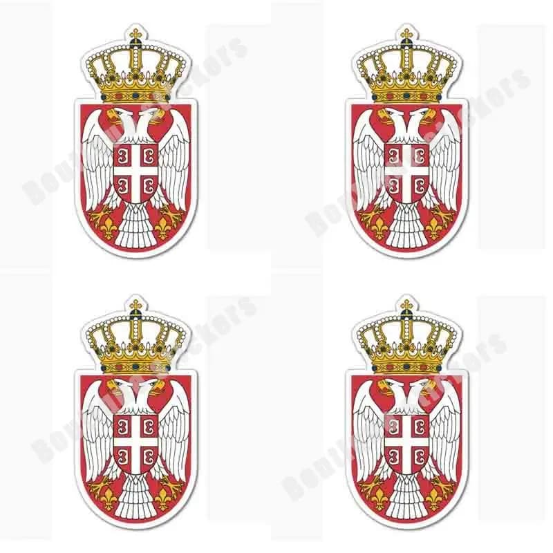 4-piece Set of Serbia Badge Laptop Macbook Bumper Sticker National Flag Car Body Car Window Decoration Waterproof and Sunscreen