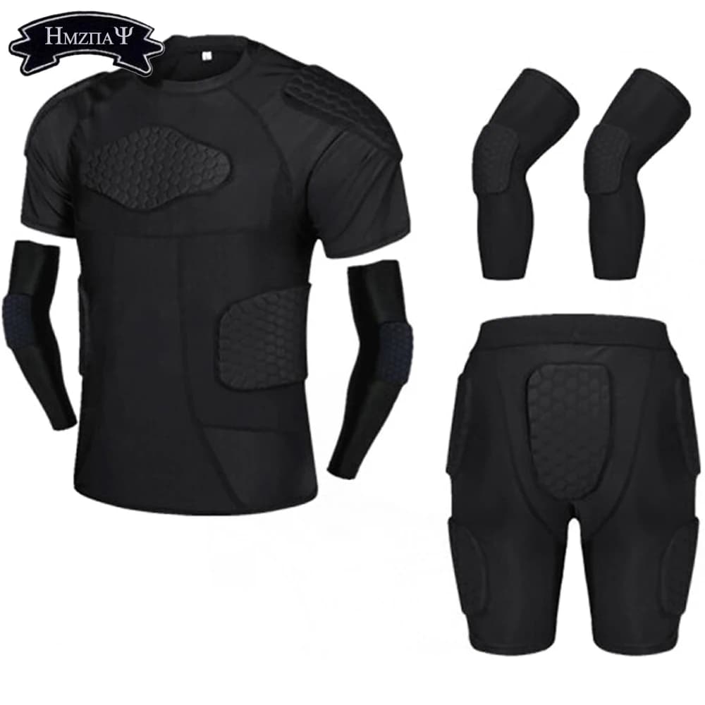 Ispessito di Compressione Crash Shorts Vestito Del Manicotto Del Bicchierino di Calcio Basket Pattinaggio Rugby Gomito Ginocchiere Vita Crash Guard Insieme Del Vestito