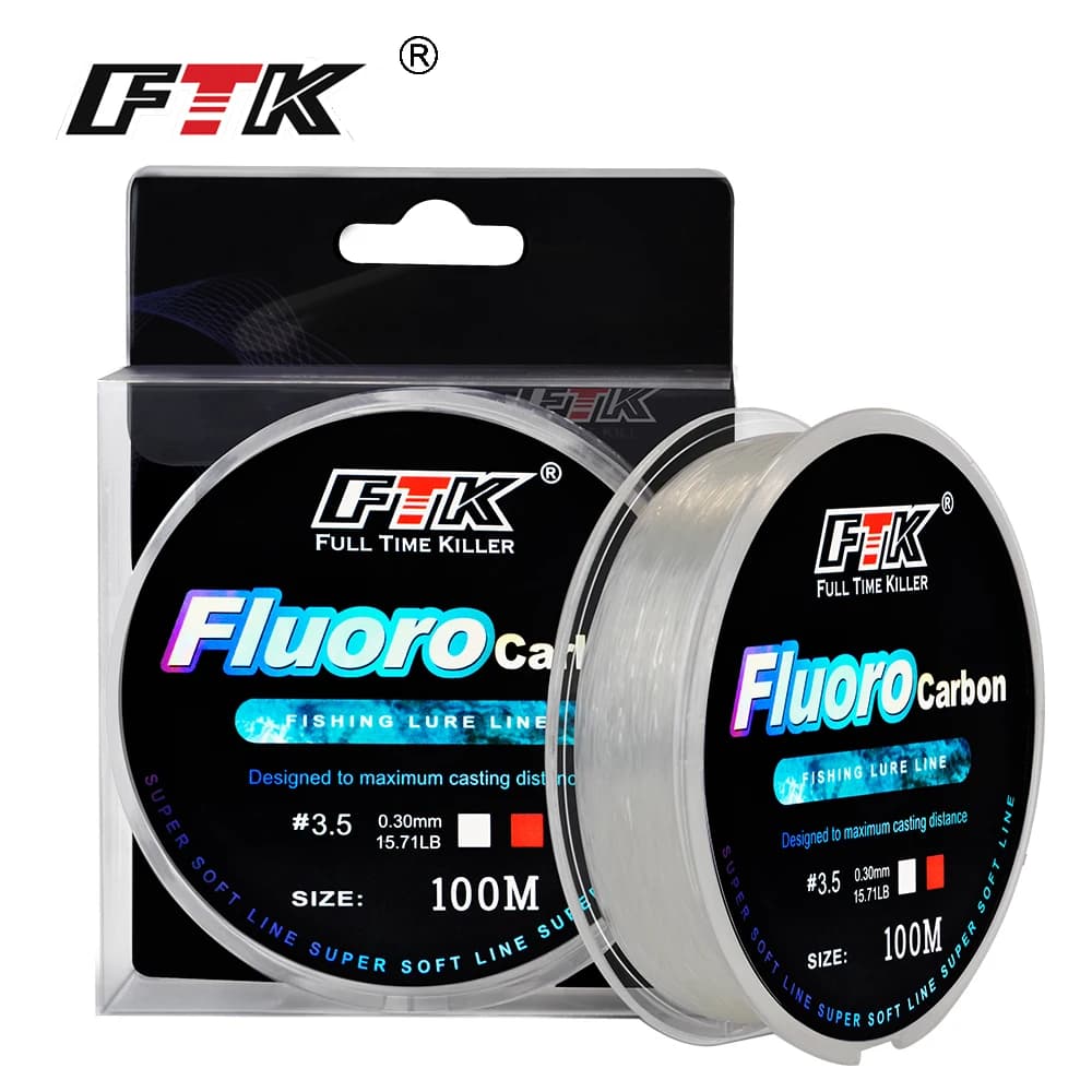 FTK 100M Lenza da pesca in fluorocarbonio 4-34LB 0.14mm-0.5mm Linea di rivestimento in fibra di carbonio Linea di pesca affondamento Lure Leader Line