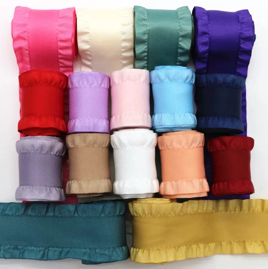 10 Yards 22MM/38MM Falbala Ruffled Ribbon Skirt Lotus leaf Edge For Hair Bows DIY Crafts Handmade Accessories Party Decoration