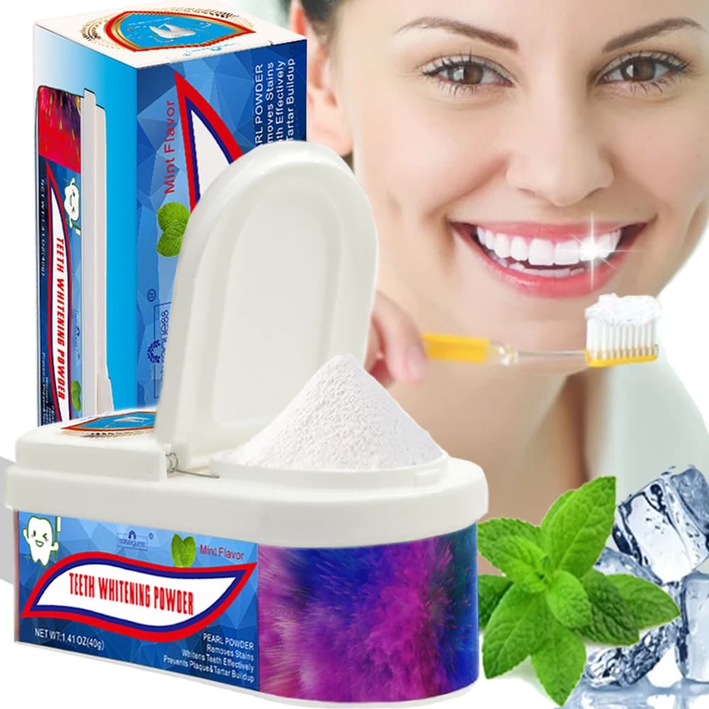 Teeth whitening powder 40 grams remove toothpaste plaque stains dental tools lighten teeth cleaning oral hygiene toothbrush