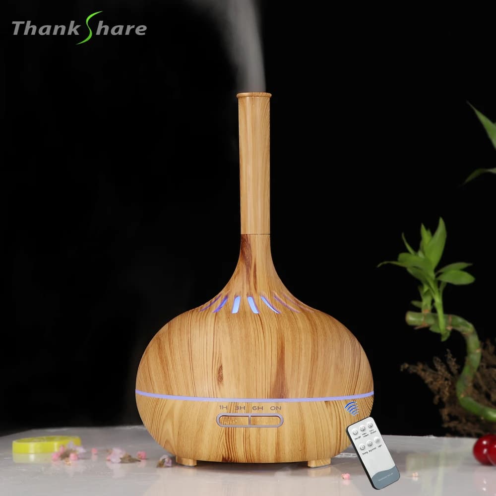 Diffusore effetto legno da 400 ml per oli essenziali, diffusore ultrasonico per aromaterapia, umidificatore a nebulizzazione fredda con telecomando e timer.