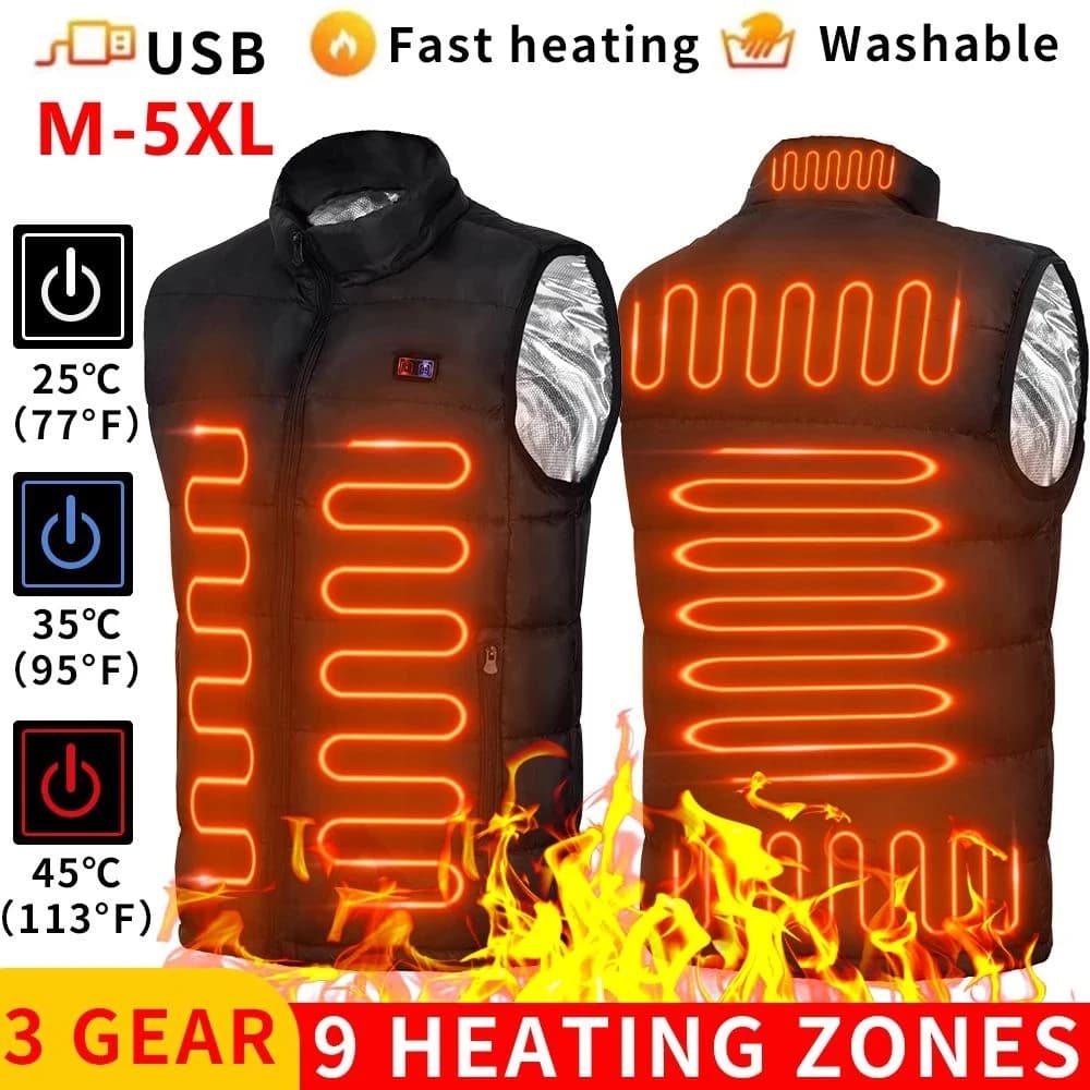 9 zones heated vests electric heated jackets man women sports clothing heated coat thermal coat in grafene heating jacket USB for camping