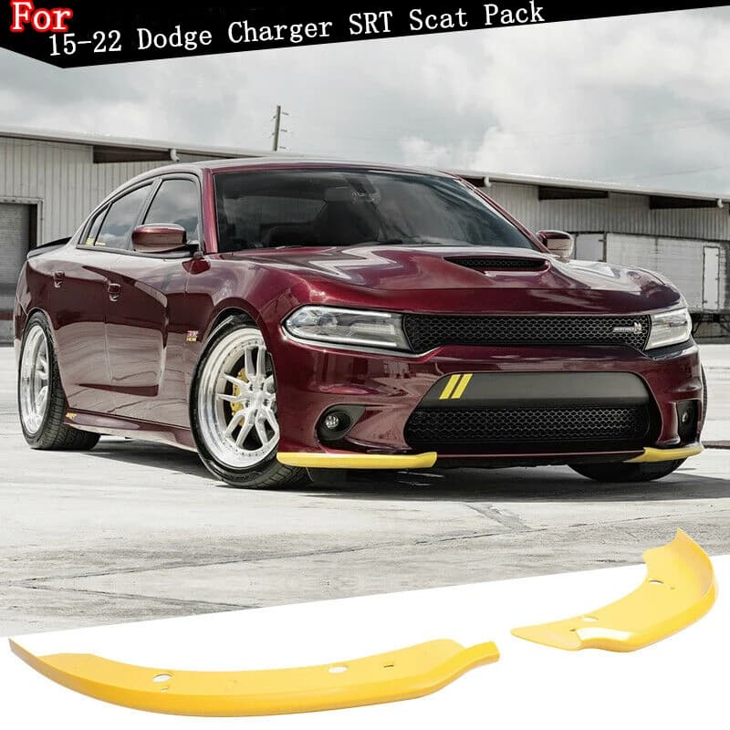 Pair Fits For 2015-2022 Dodge Charger SRT Scat Pack Front Bumper Lip Splitter Protector