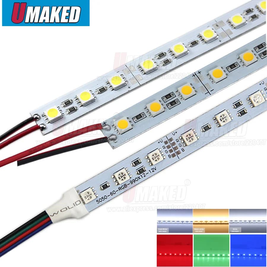 10/30/50pcs 19.69 pollici 5050SMD LED Striscia rigida rigida ad alta luminosità DC12V 36LED LED Bar Light per cucina sotto l'armadio vetrina