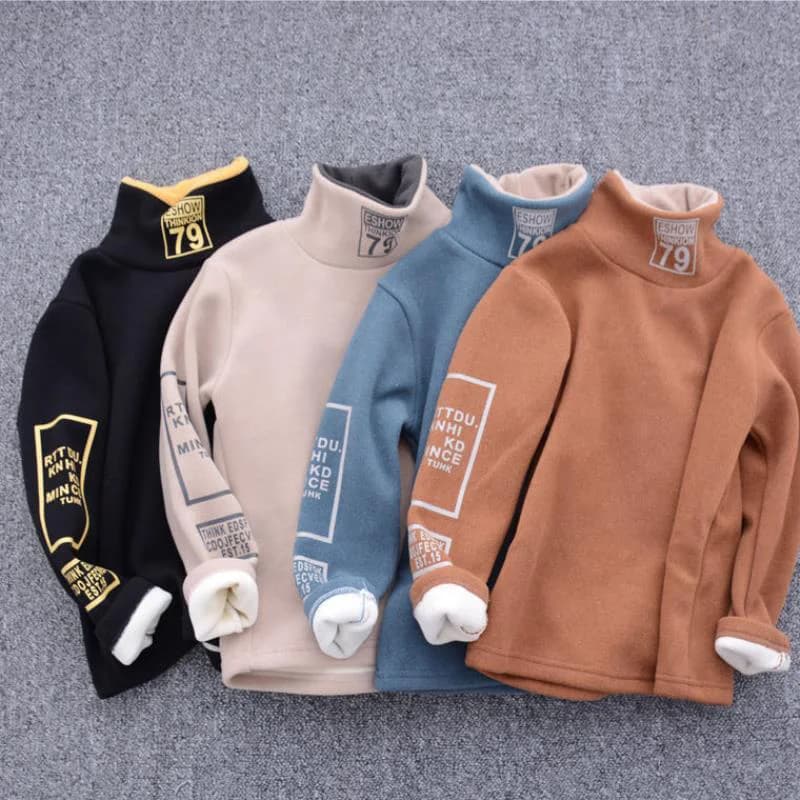 Maglione per bambini e ragazzi Dolcevita morbido Pullover invernale caldo per bambini Top Maglione con stampa di lettere a maniche lunghe Felpe con cappuccio per ragazze alla moda