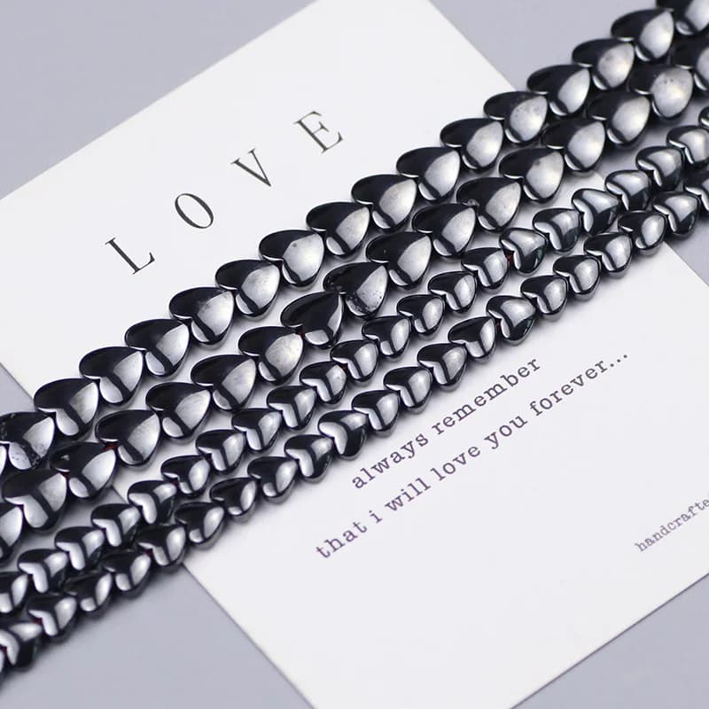 Round Love heart shape Hematite beads Natural Stone 6/8mm Pendant Spacer Loose beads for Jewelry Making Bracelet Pendant DIY 15"