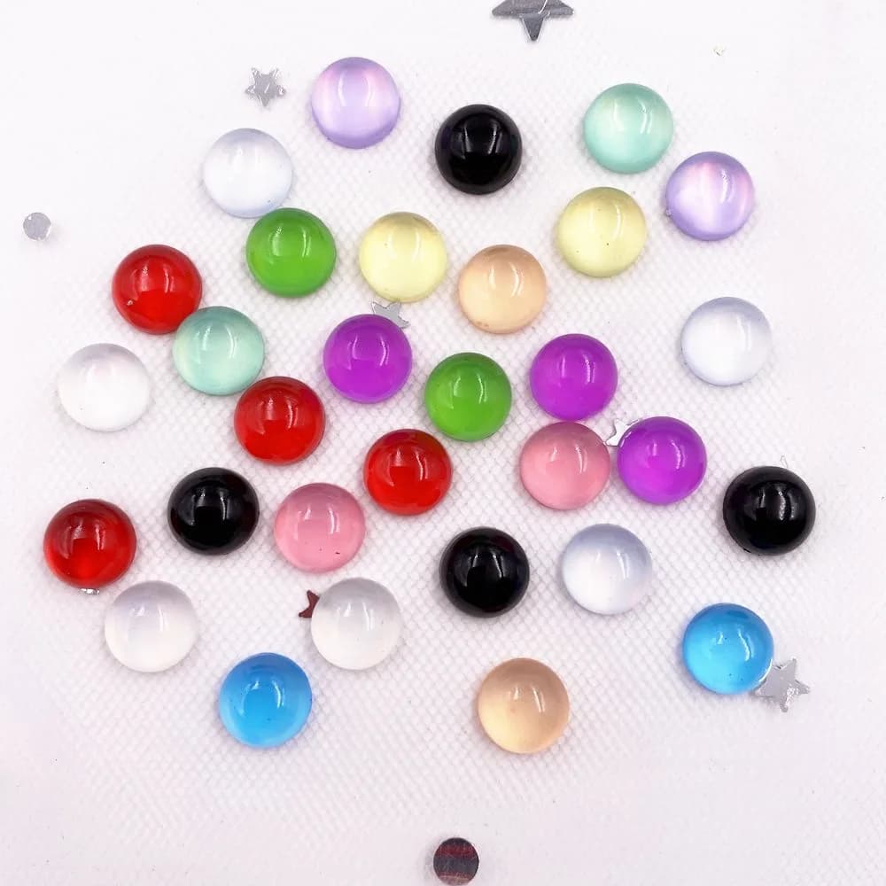 Nuovo 40 pz 8mm rotondo colorato bella resina gemme occhio di gatto Flatback strass Appliques matrimonio fai da te Scrapbook mestiere SG88