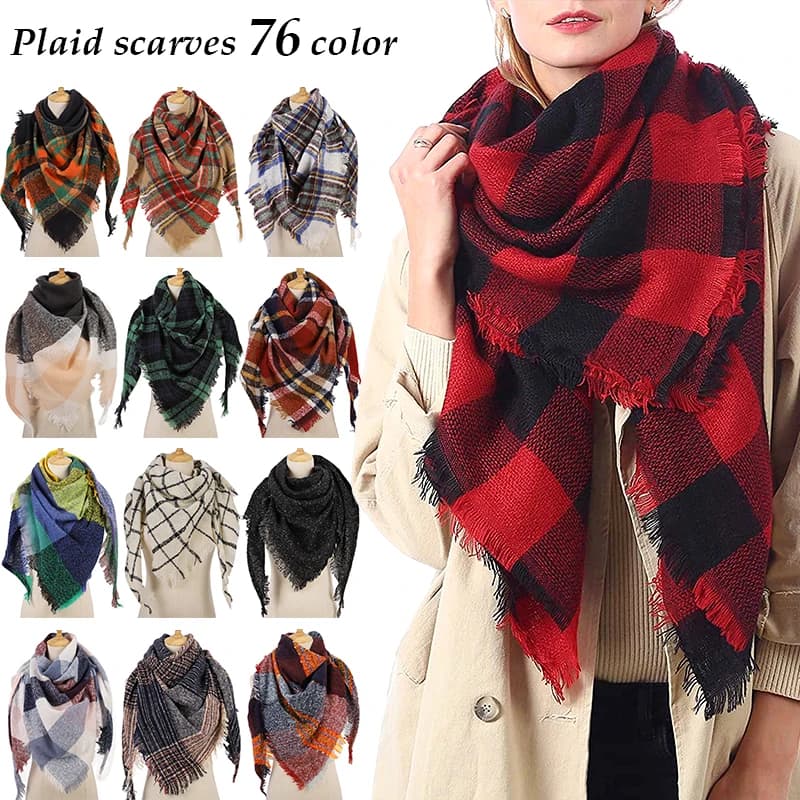 Sciarpa invernale da donna Sciarpa lavorata a maglia a triangolo Sciarpa casual da donna scozzese Pashmina Scialle e involucro Sciarpe Foulard femminili Echarpe Bufanda