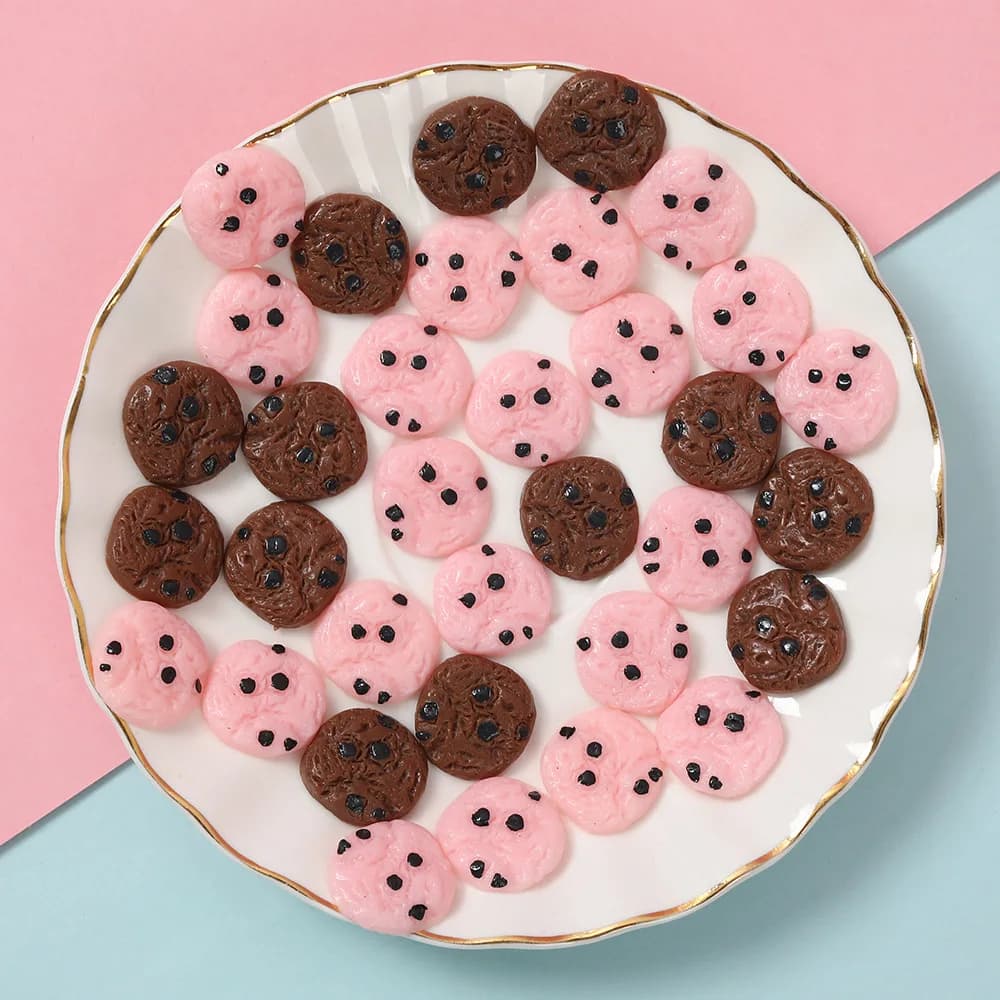 10 pezzi di simulazione in resina Kawaii cibo finto biscotti al cioccolato in miniatura per la decorazione della cassa del telefono fai da te fornitura artigianale di scrapbooking