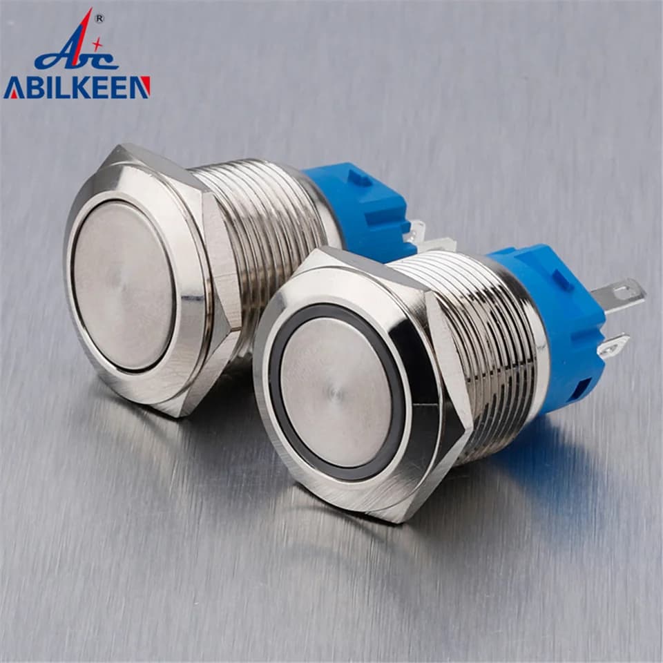 Interruttore 12/16/19/22mm LED impermeabile interruttore in metallo anello LED luce momentanea chiusura bloccata 5 pin pulsante di alimentazione