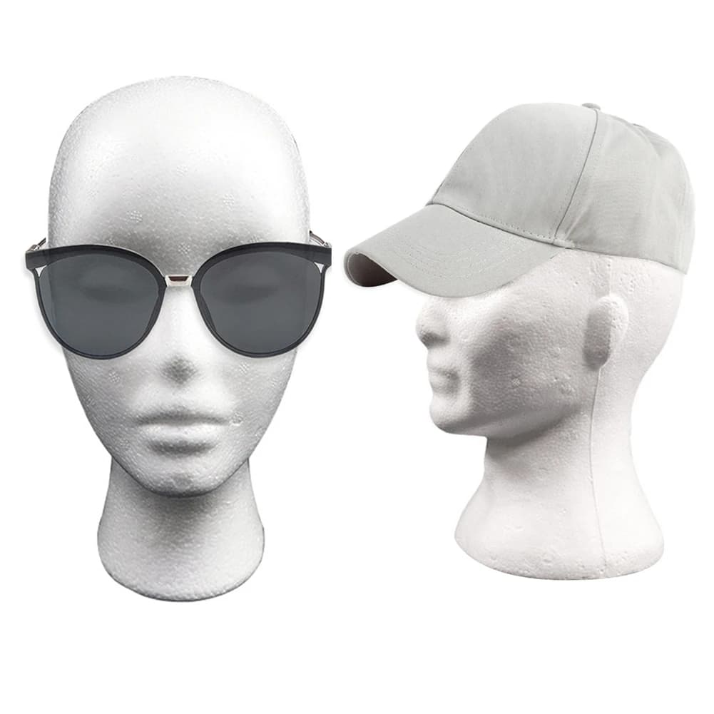 Testa di schiuma manichino testa femminile modello manichino polistirolo polistirolo per cappello parrucche per capelli occhiali tappo espositore supporto per Rack
