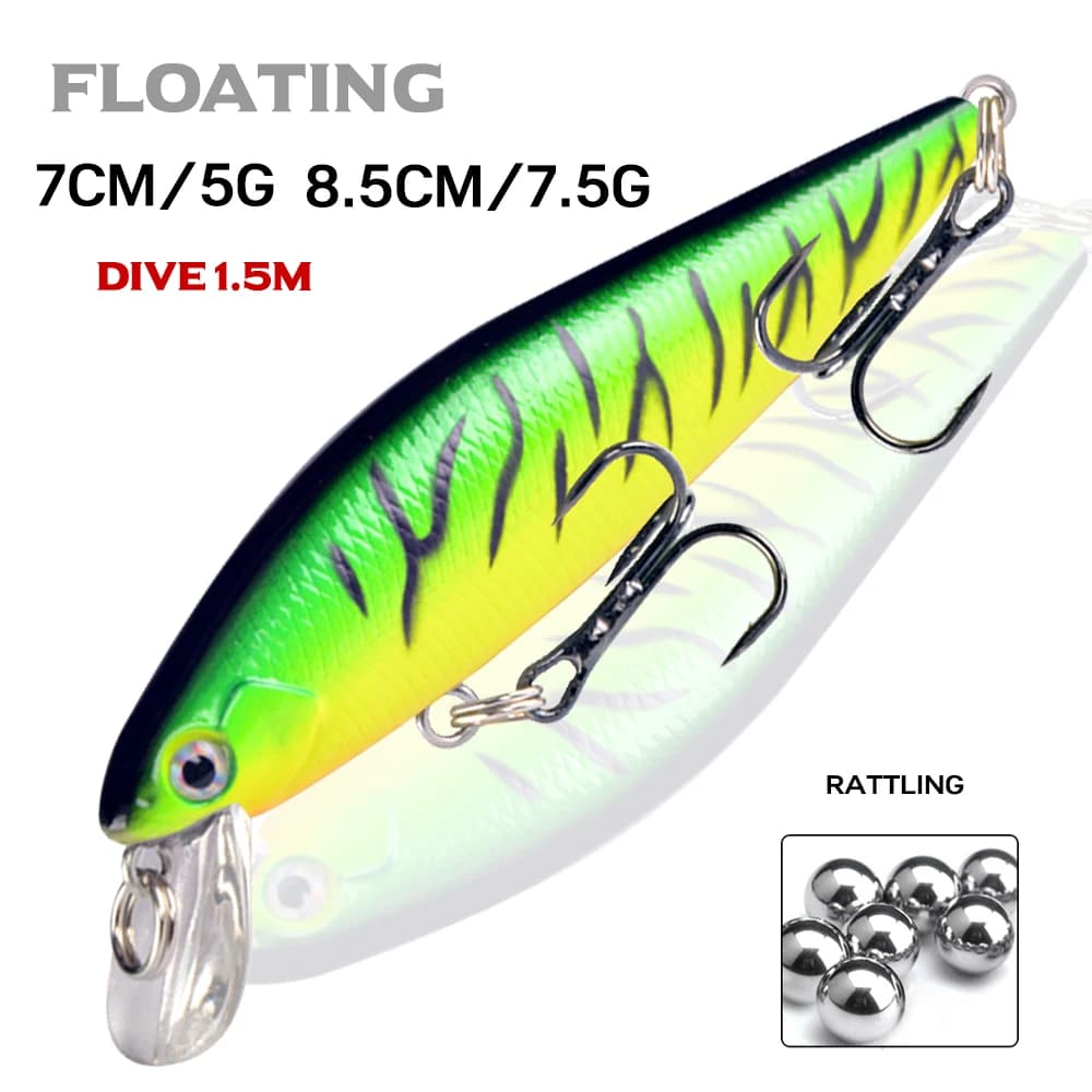Nuovo esca galleggiante per la pesca dei pesciolini 7cm 8.5cm 5g 7.5g esca artificiale Hard Wobbler Dive 1.5m Crankbait per luccio