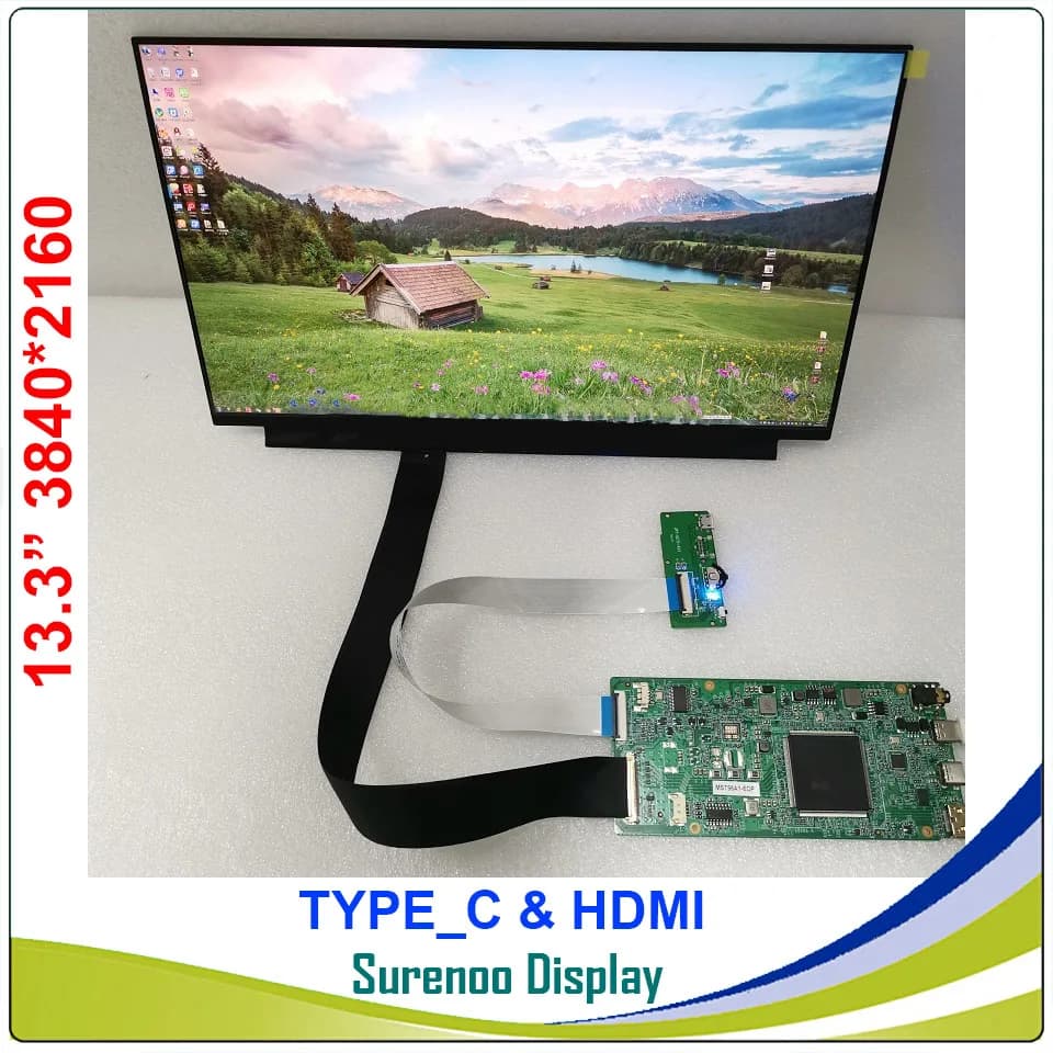 13.3 inch HDMI compatible LCD Module Monitor Display Panel 3840X2160 4K Type C for Windows and Android cable projection