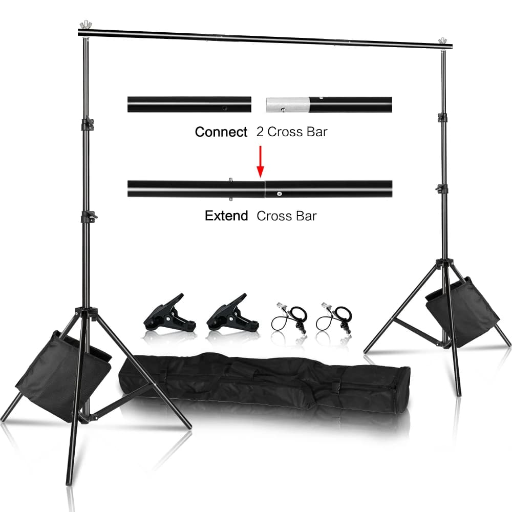 Supporto per sfondo fotografico SH, sistema di supporto per tela fotografica con custodia per trasporto, per studio fotografico e video.
