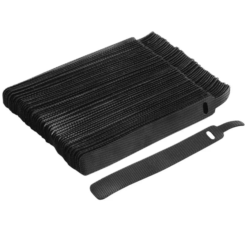 100PCS nero riutilizzabile fascette fermacavi Premium Nylon Hook Loop fascette regolabili cinghie per cavi avvolgimenti per cavi organizzatore per cavi