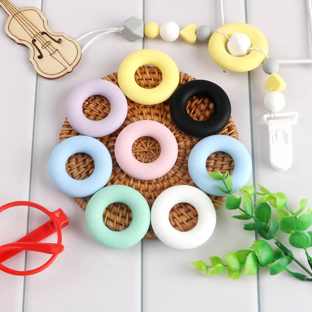 Kovict 5 pezzi ciambelle perline in silicone anello rotondo per bambini 43mm pendenti collana fai da te perline per creazione di gioielli prodotti sfusi