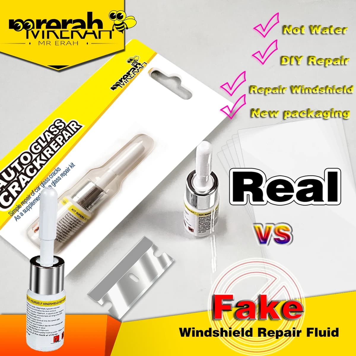 Kit di riparazione per parabrezza per auto, colla trasparente, riparazione per finestre, strumenti di riparazione per graffi rotto, vetro a crepa lunga, Dropshipping all'ingrosso