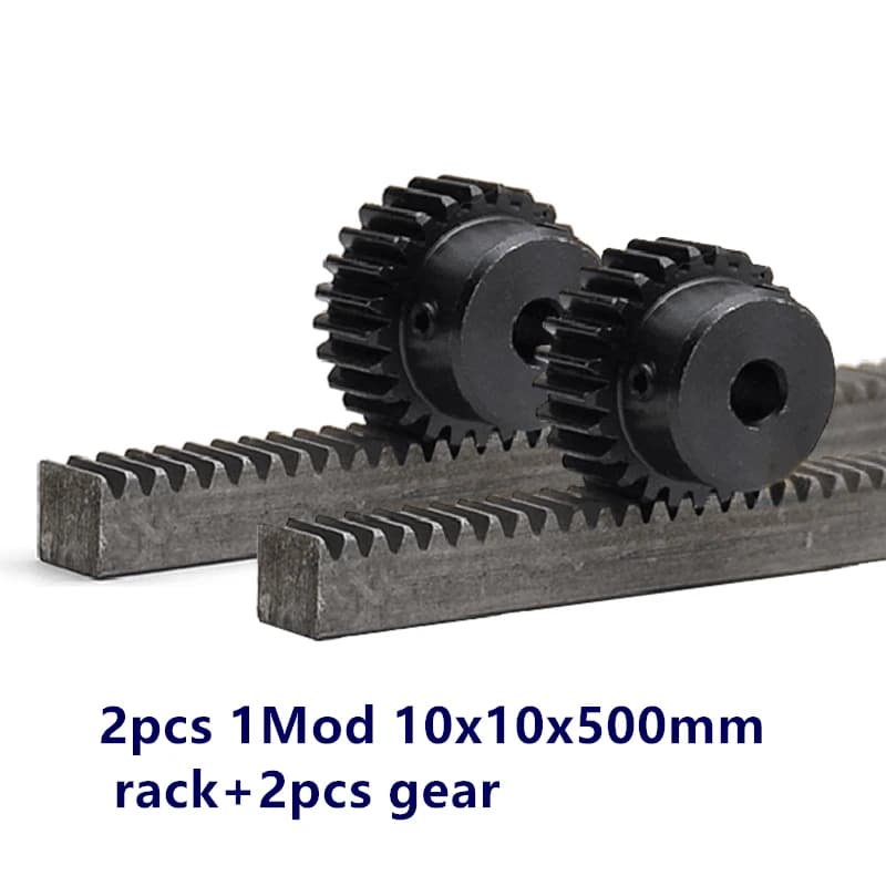 2 unità 1mod cremagliera 10*10*500mm + 2 unità 1mod 17 denti pignone 45 ingranaggio in acciaio cremagliera e pignone in metallo