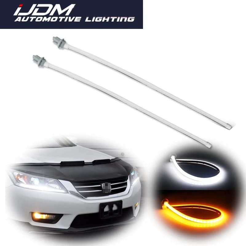 iJDM Per il 2013-2015 Honda Accord berlina 2PCS Dual-color Bianco e Ambra Faro Illuminante LED DRL Strisce luminose di segnalazione Retrofit