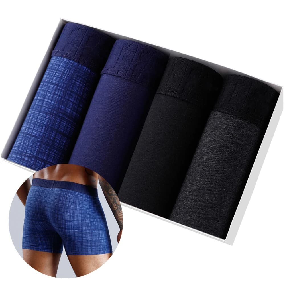 4 pezzi Set Boxer da uomo Boxer morbidi per mutandine da uomo Mutande da uomo in cotone maschile Biancheria intima sexy Boxer Famiglia Calecon