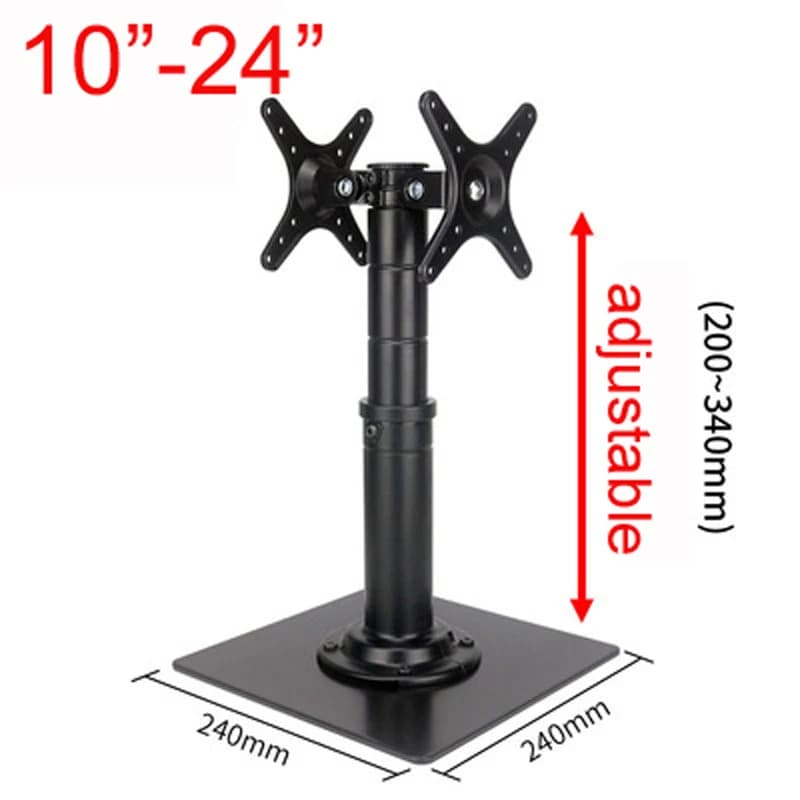 DL-CY07D Large base 10-24" double monitor table support height adjustable tilt rotation 2 computer supports TV stand Charge 0-8 kg