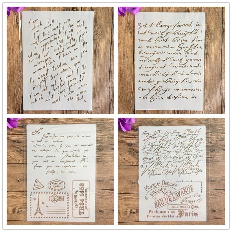 4pcs/set A4 French numbers Mandala Stencils Painting Coloring Embossing Scrapbook Album Decorative Template cake stencil