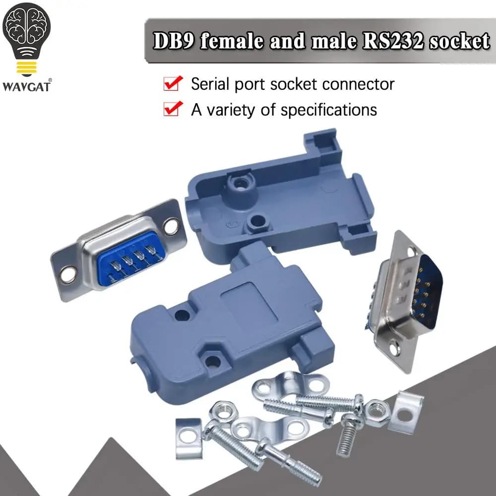 5Set RS232 serial port connector DB9 female socket connector COM RS232 9 Pin copper adapter with plastic case DIY