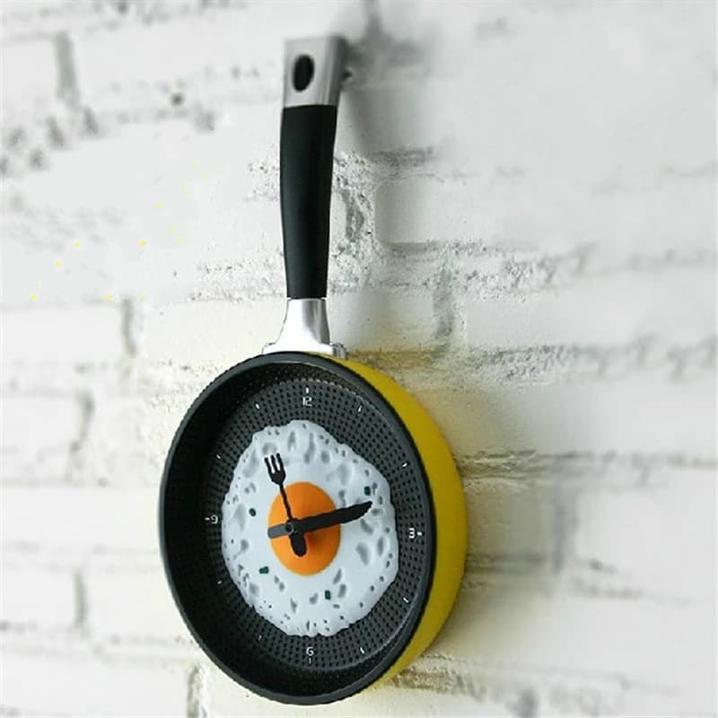 Design di posate creativo orologio da cucina a forma di pentola per frittata, tavolo sospeso creativo e moderno per la decorazione della casa