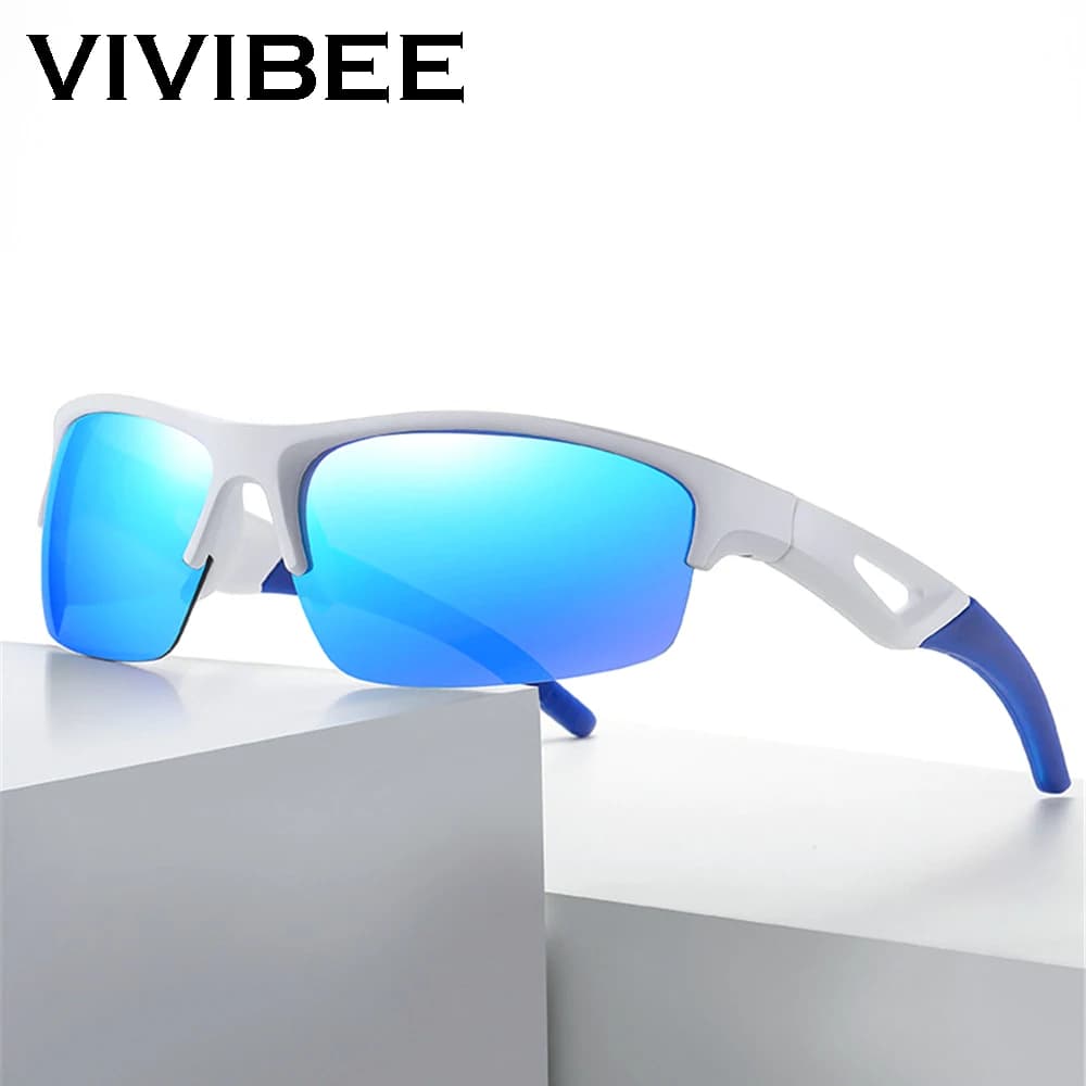 VIVIBEE White Frame Polarized Outdoor Sports Sunglasses UV400 Discoloration Lnes Goggles 2026 Night Vision Driving Shades
