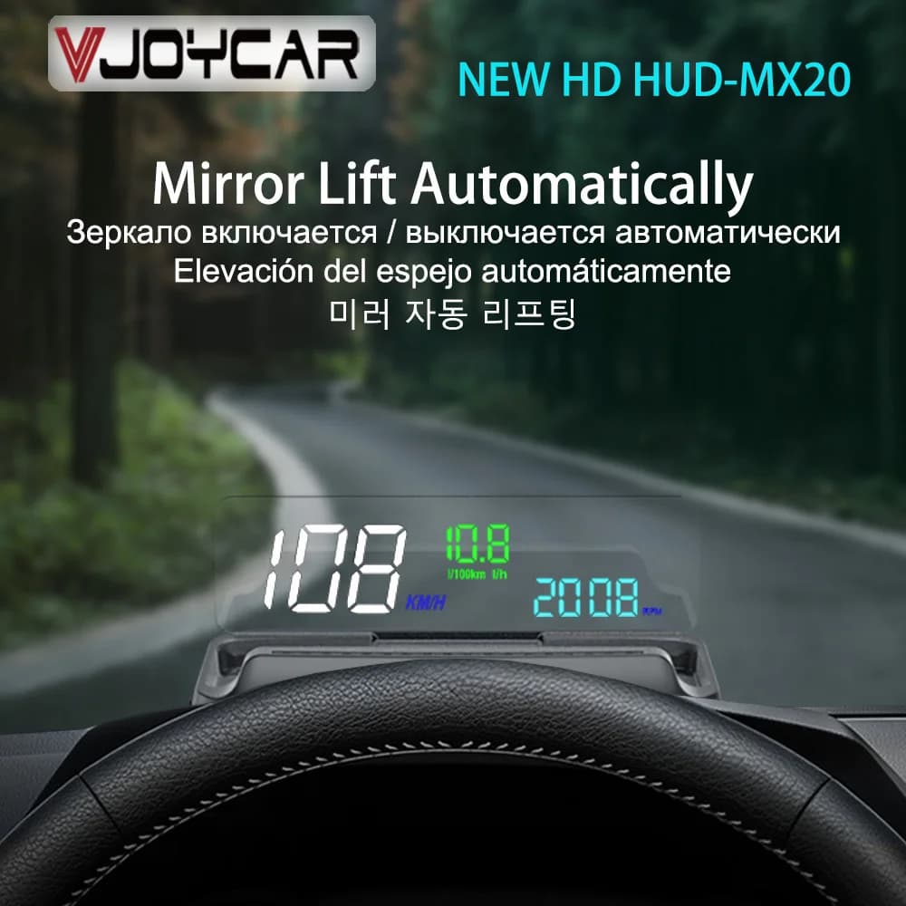 HUD MX20 Head Up Display OBD2 Winshield Tachymeter RPM Speed Projector Oil consumption Car accessories Safety alarm