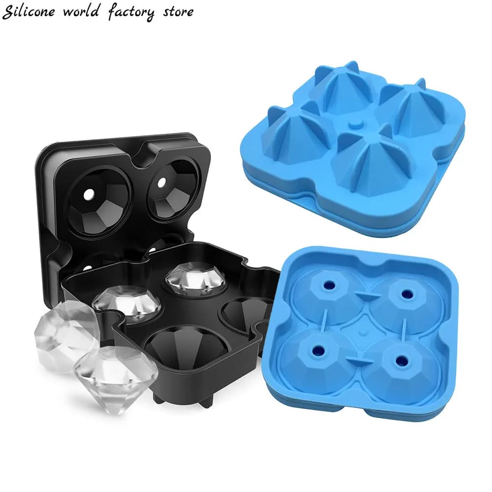 Silicone world stampo per ghiaccio in Silicone a 4 fori vassoio per ghiaccio in Silicone diamantato stampo per gelatiera stampo per cubetti di frutta stampo per vassoio per cubetti di ghiaccio