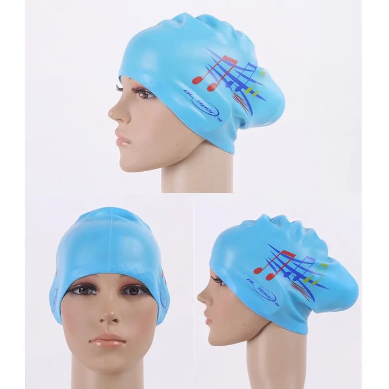 Super large swim cap for women long hair ear protect girls waterproof large size bath hat in Silicone Lady Diving Equipment