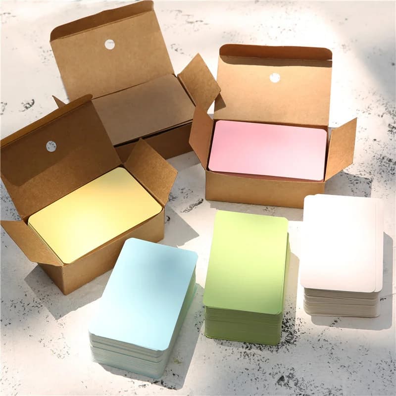 100 pz/scatola carta di carta Kraft colore biglietto da visita vuoto messaggio biglietto di ringraziamento carta di scrittura etichetta segnalibro carta di apprendimento