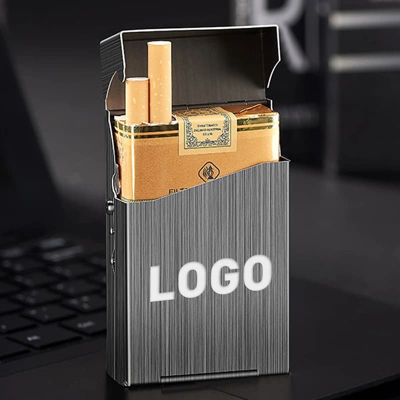 Portasigarette personalizzato con Logo personalizzato portasigarette inciso al Laser scatola portaoggetti pubblicitaria regalo Set per fumatori all'ingrosso