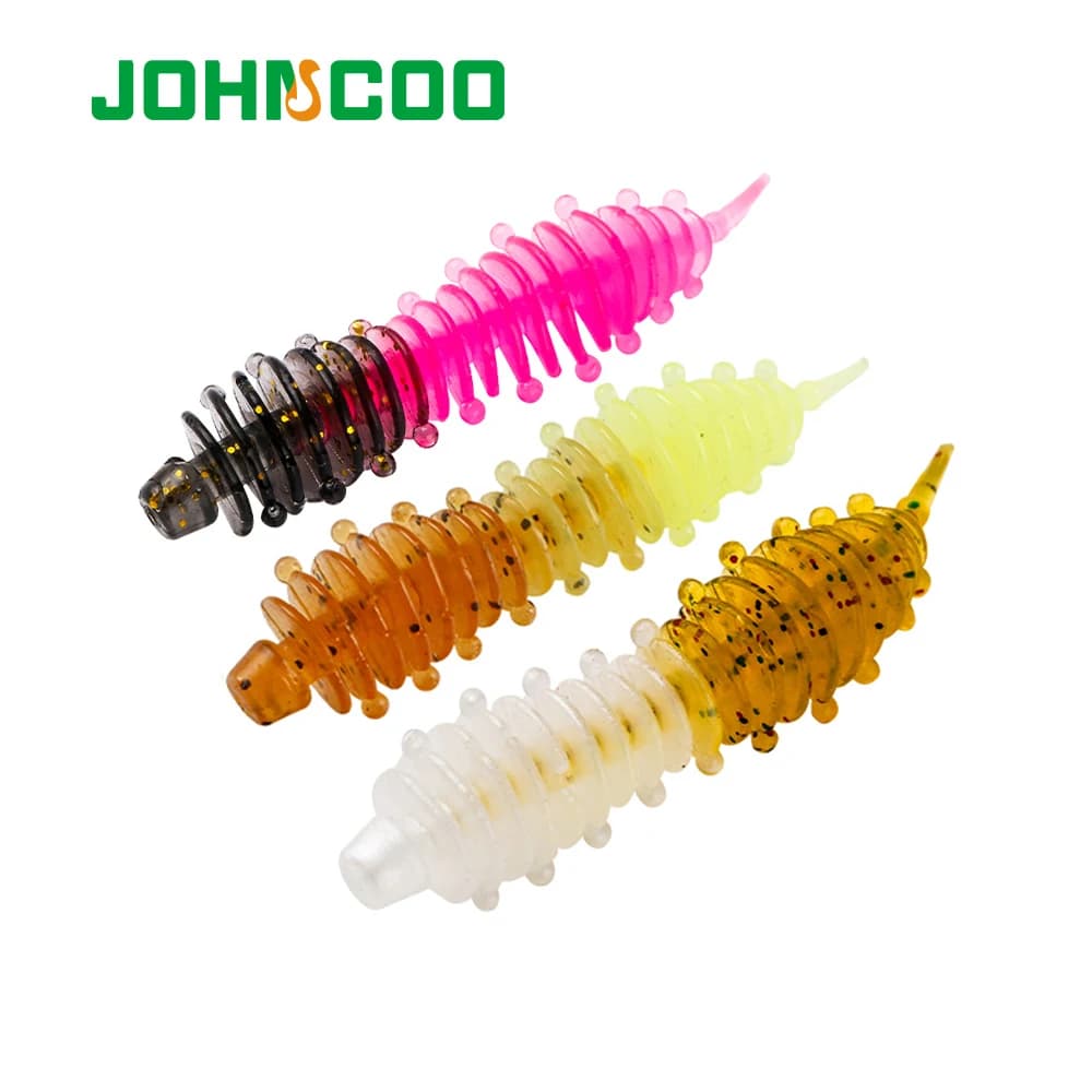 JOHNCOO 12 pz richiamo di pesca esca morbida 50mm 75mm esche in Silicone per trespolo Wobblers Swimbait richiamo morbido artificiale Bass trota richiamo