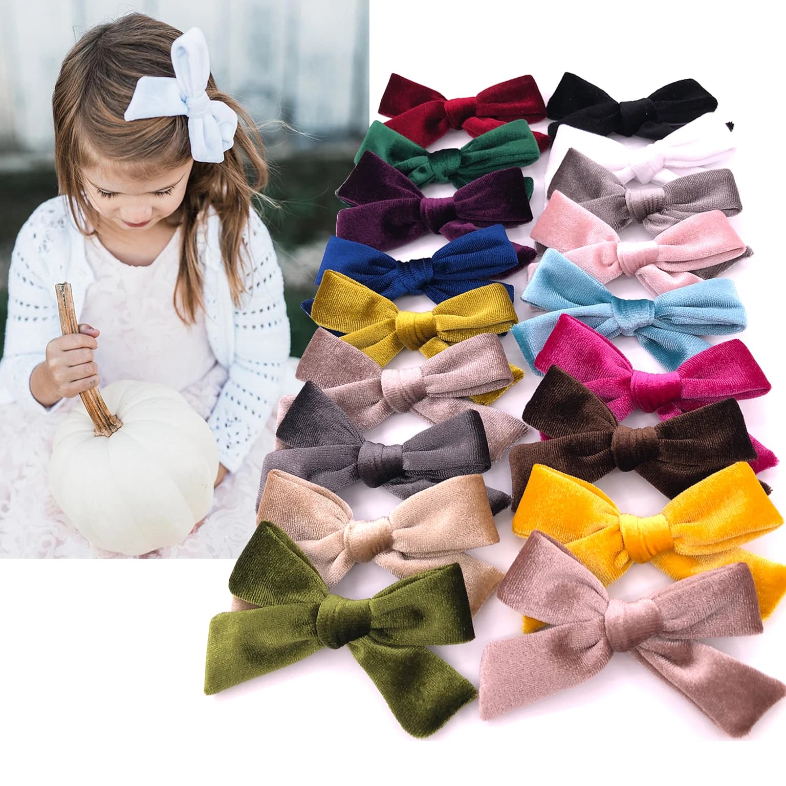 2 pezzi fermagli per capelli vintage in velluto da 3,5 pollici fermagli per capelli in tessuto per bambina coda di maialino mollette forcine accessori per capelli per bambini