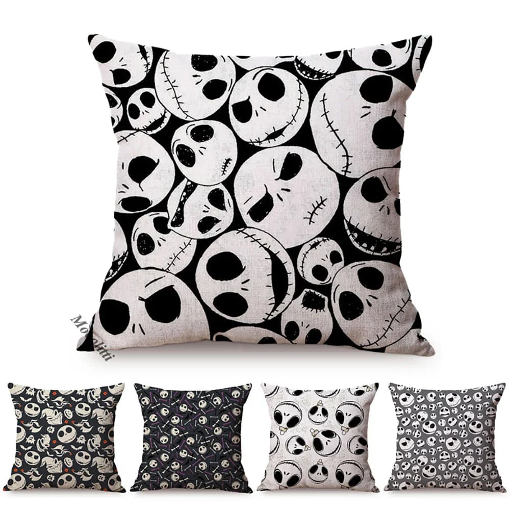Cartoon Anime Sketch Style Special Sofa Decorative Throw Pillow Case Funny Skull Pattern Car Chair Cushion Cover cojines