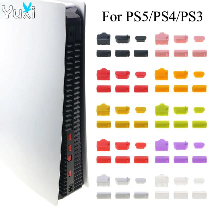 YuXi 1 Set Spina antipolvere in silicone Interfaccia USB HDM Copertura antipolvere Spina antipolvere per console di gioco PS5 4 PS4 3 PS3