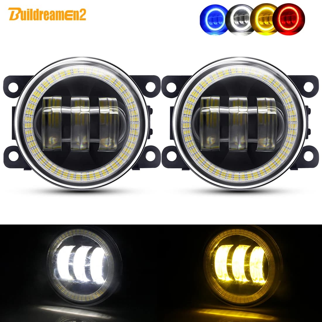 2 X Angel Eye Fendinebbia per Suzuki Grand Vitara Jimny Swift SX4 Splash Alto Ignis Auto LED Lente DRL Nebbia Lampada di marcia diurna