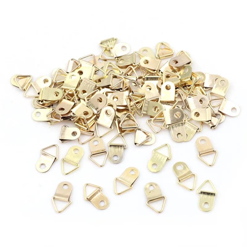 100 pz Mini Triangolo D-Ring Immagine Pittura A Olio Specchio Cornice Per Foto Gancio Gancio 10x20mm Accessori Per Mobili