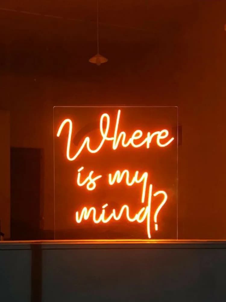 Insegna al neon per dove è la mia mente Tubi di vetro artigianali Lampada Birra Lampada per la casa Luce stazionante pubblicizzare DESIGN personalizzato Luce fatta a mano