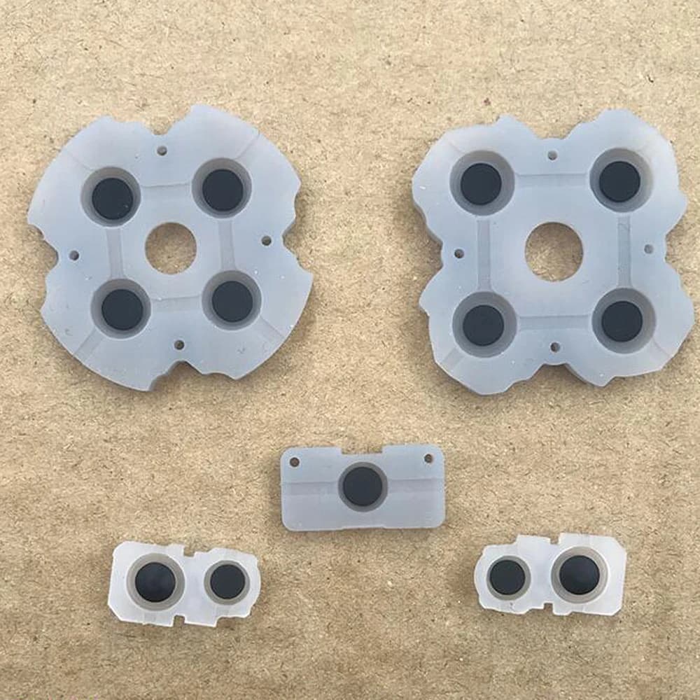 Set completo da 5 pezzi in gomma morbida in silicone per controller di gioco PS5 Pulsante adesivo conduttivo Pad chiave incrociata L1 R1 cuscinetto in gomma