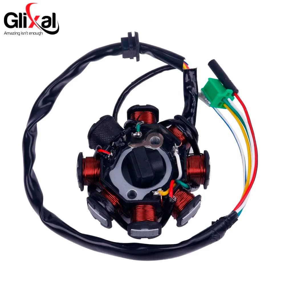 Glixal Statore alternatore magnete a 8 bobine per GY6 125cc 150cc 152QMI 157QMJ Scooter cinese Ciclomotore ATV Go Kart Quad Motore (3+2)