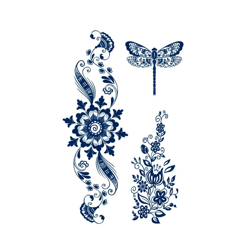 Libellula/Fiore/Ghost Hime/Loto/Freccia/Terra dura 15 giorni Tatuaggi temporanei impermeabili Uomini Flash Tatoo Adesivo tatuaggio finto