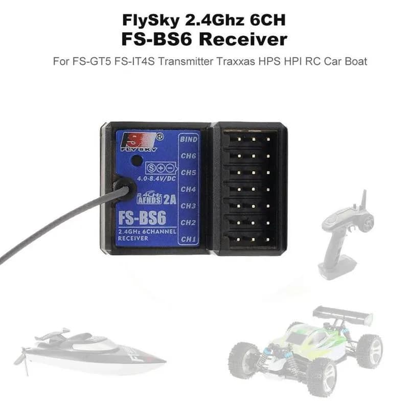 Ricevitore Flysky FS-BS6 2.4Ghz 6CH AFHDS Uscita PWM Trasmettitore giroscopico integrato a prova di guasto per GT5 FS-GT5 FS Auto RC T5F4 Barca