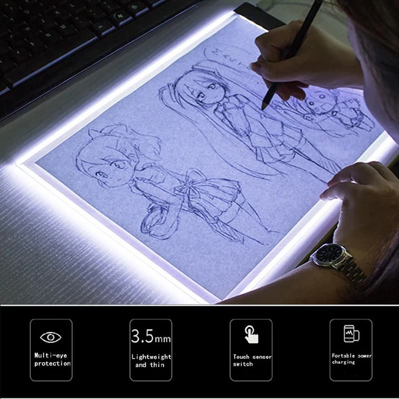 A5 tavoli da disegno a LED tavolo da tracciamento blocchi per copia tavolo da disegno a LED tavolo da scrittura Art tavolo da scrittura dimmer continuo Artcraft Light Box