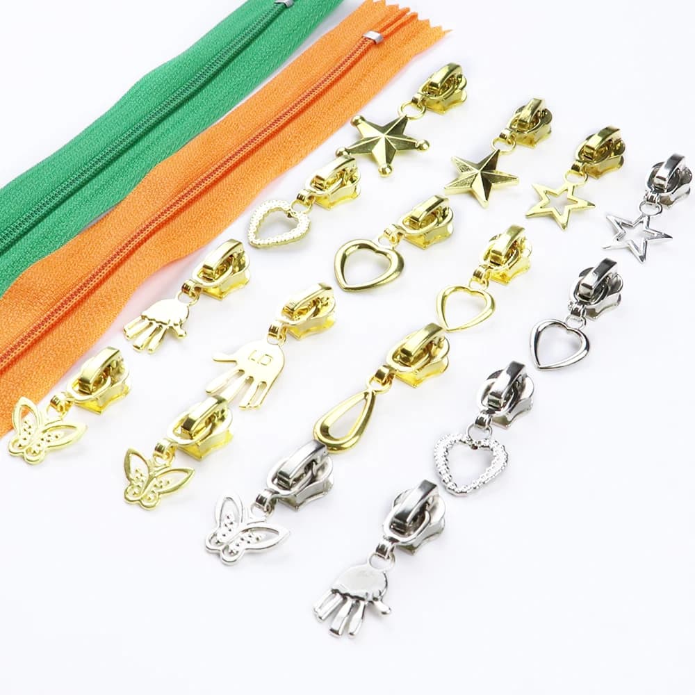 5# 6pcs Fashion Metal Zippers Head Zipper lightning Repair Kits Zipper Pull for Zipper Slider DIY Sewing Craft Sewing Kits Metal